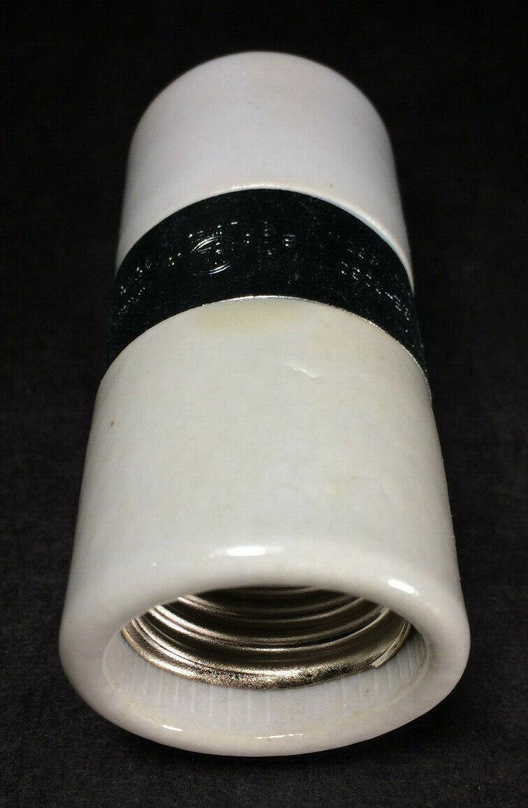 New Twin Medium Base Glazed Porcelain Lamp Socket w/ Single 1/8 IP Bushing Strap - Stone Door Lamps