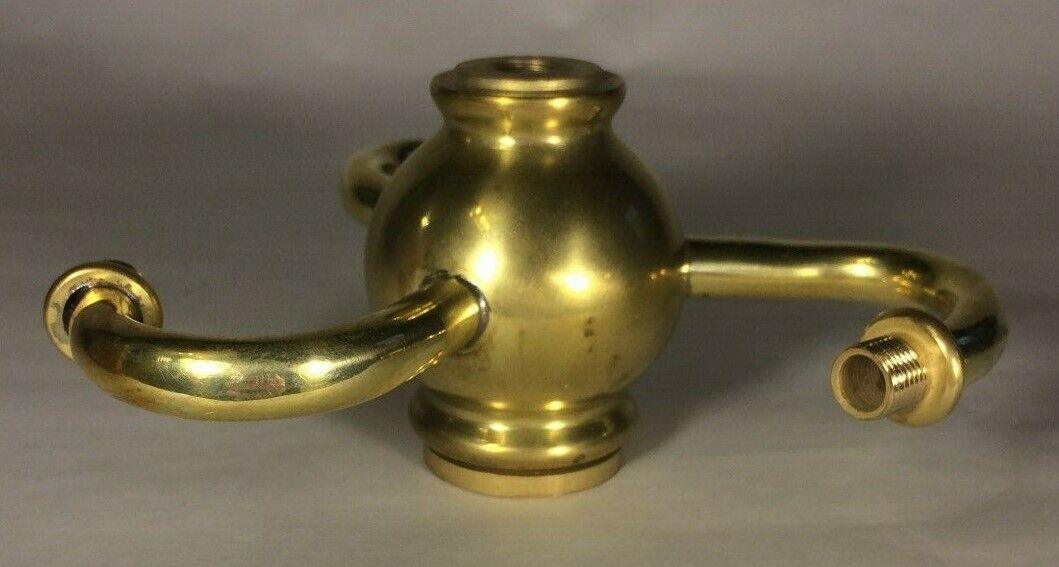 New 3 Spiral Arm Heavy Unfinished Brass Lamp Cluster, 5" Across 1/8F #LC459U - Stone Door Lamps