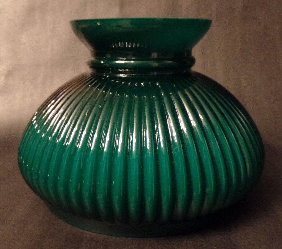 New 7" Cased Green Over Opal Ribbed Oil Student Table Glass Lamp Shade #7S647 - Stone Door Lamps