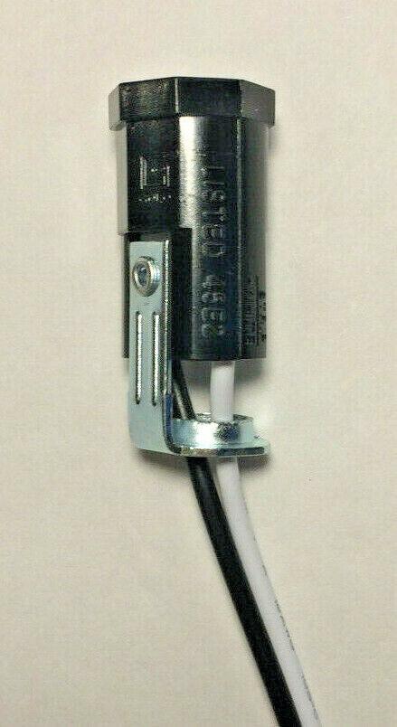New Phenolic Pigtail E12 Candelabra Socket, 12" Wire Leads, 1/8F Hickey #SO634 - Stone Door Lamps