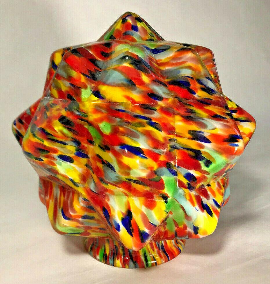 New Art Deco Starburst End Of Day Lamp Shade Globe, 3 1/4" Fitter, 7" Dia. SS960 - Stone Door Lamps