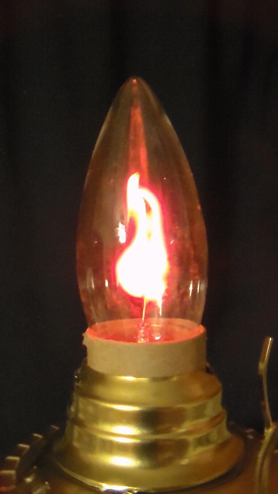 FLICKER FLAME CLEAR LAMP LIGHT BULB 3 watt CA - 10 STANDARD BASE FIRE 1500 HOURS - Stone Door Lamps