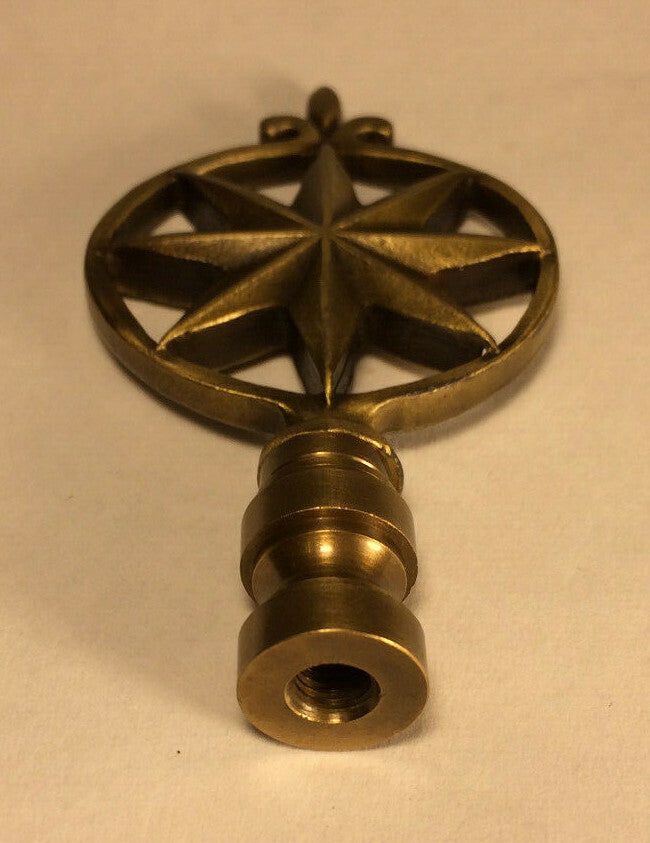 New 3 1/8" Cast Metal Lamp Harp Finial With Antique Finish, 1/4-27F Tap LF026A