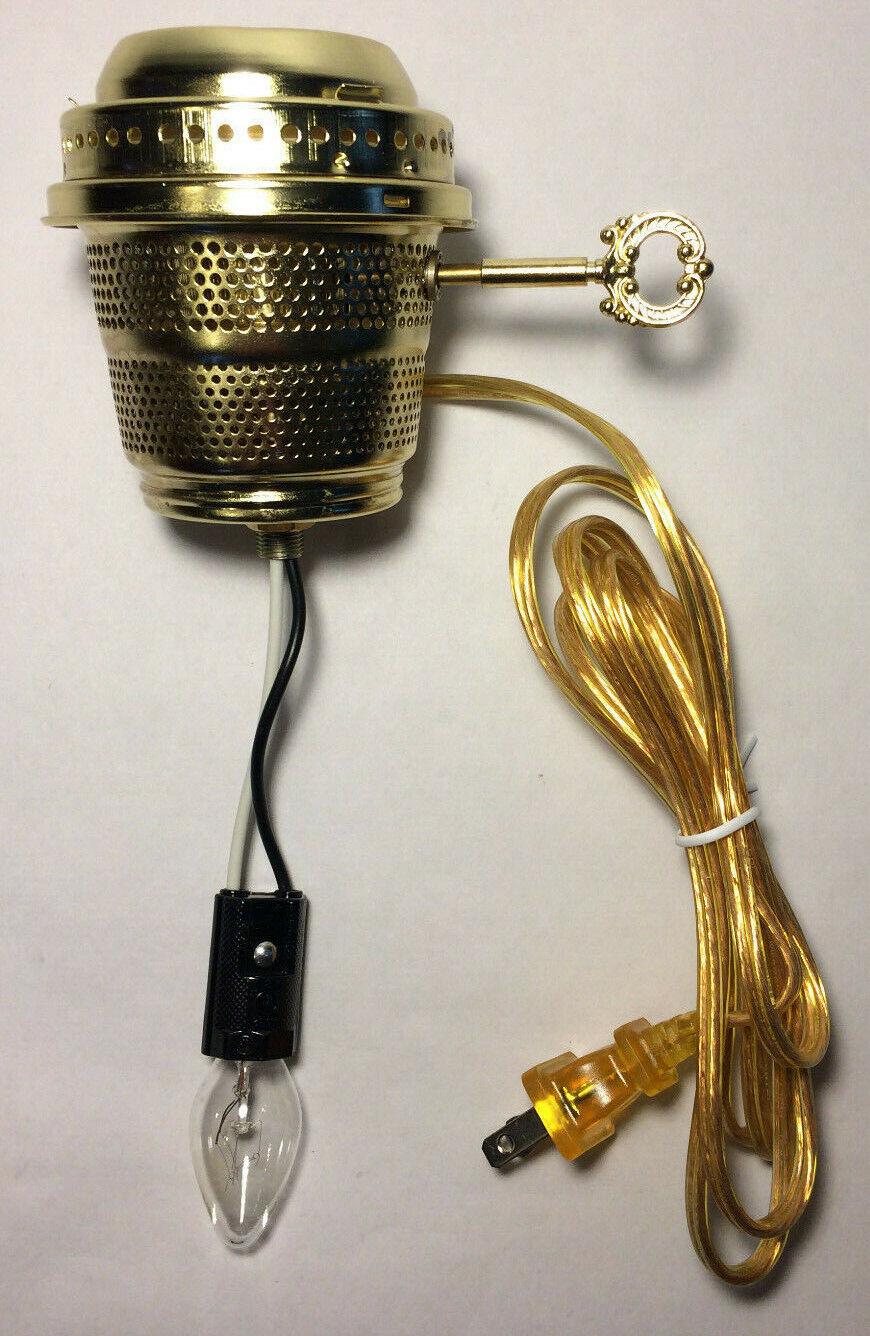 Brass Electric Burner 3 - way with bottom nite lite for Aladdin Brand Lamps EB246 - Stone Door Lamps