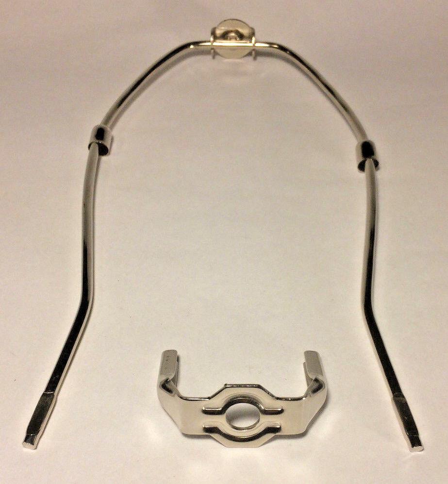 New 11" Nickel Finish Lamp HARP Shade Holder w/Base for Lamp Repair Lamp Part - Stone Door Lamps