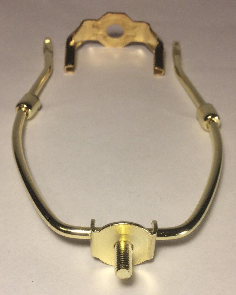 7 1/2" Brass Plated Lamp Harp with Base & Protective Coating, regular weight - Stone Door Lamps