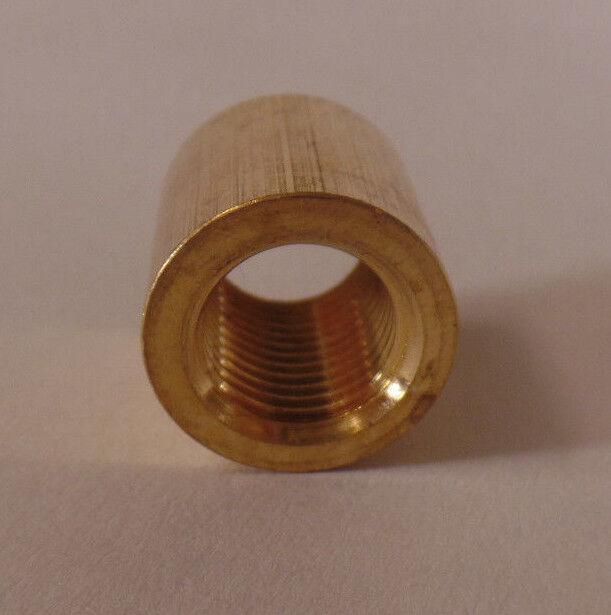 New Heavy Brass Nipple & Pipe Coupling, Unfinished Brass, 3/4" ht., 1/4F #BC877U - Stone Door Lamps