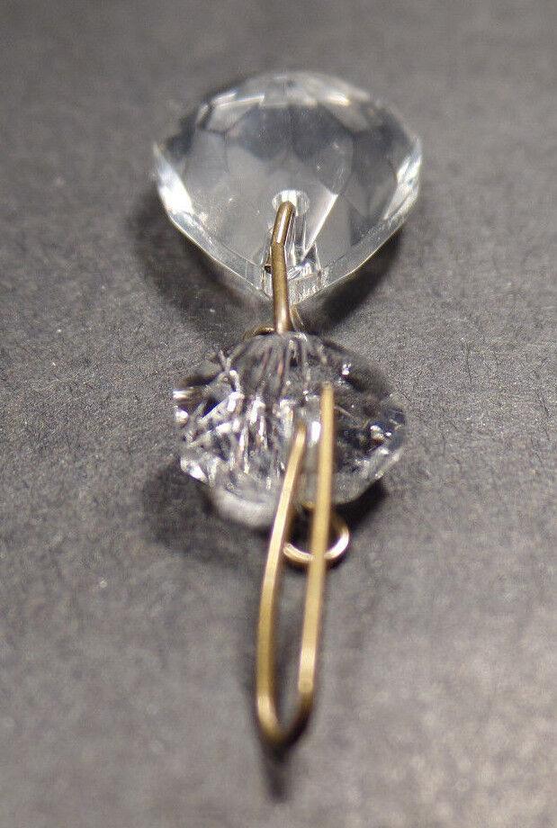 1 1/8" (28mm)Glass Crystal Pendalogue Prism w/ Antique Brass Pin Chandelier Lamp - Stone Door Lamps