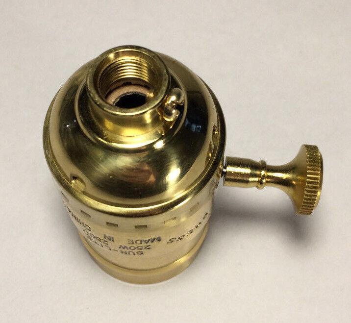 3 - Way Function Polished Solid Brass Industrial Style Turn Knob Lamp Socket SO273 - Stone Door Lamps