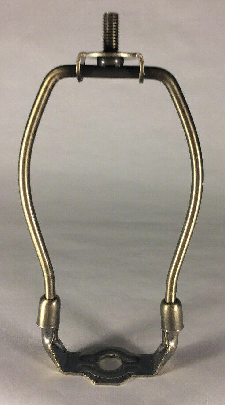 New 5 1/2" Miniature Lamp Harp, Antique Brass Finish For Small Lamps Reg. Weight - Stone Door Lamps