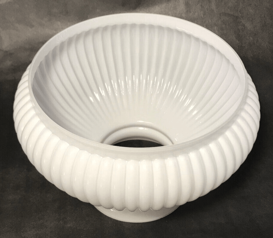 New 7" Clear Over Opal White Cased Glass Ribbed Student Lamp Shade #7S616C - Stone Door Lamps