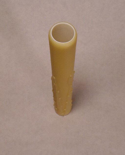10" Tan Gold PolyBeesWax Chandelier Candelabra Candle Cover with DRIPS CC905G - Stone Door Lamps
