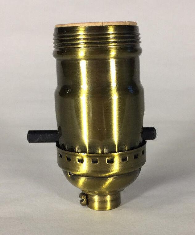 On/Off Antique Brass Early Electric Style Uno Thread Push - Thru Lamp Socket 280A - Stone Door Lamps