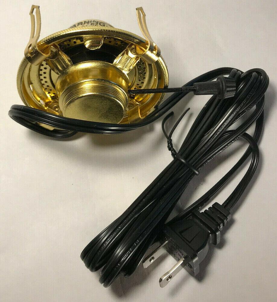 New Solid Brass #2 Queen Anne Electric Lamp Burner With 6 ft. Black Cord EB211BK - Stone Door Lamps