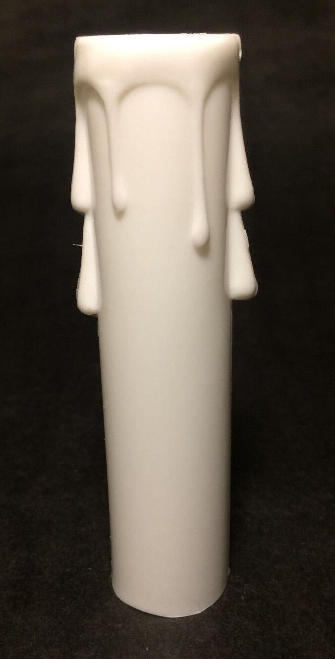 New 4" WHITE PLASTIC CANDELABRA SOCKET Chandelier CANDLE COVER WITH DRIPS #CC801 - Stone Door Lamps