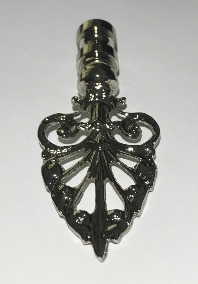 New 3 3/8" Cast Metal Decorative Lamp Finial, Nickel Finish, 1/4-27F, #LF116N