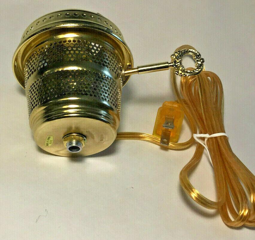 New Brass Electric Burner With 6ft. Gold Cord for Aladdin Brand Lamps #EB243 - Stone Door Lamps