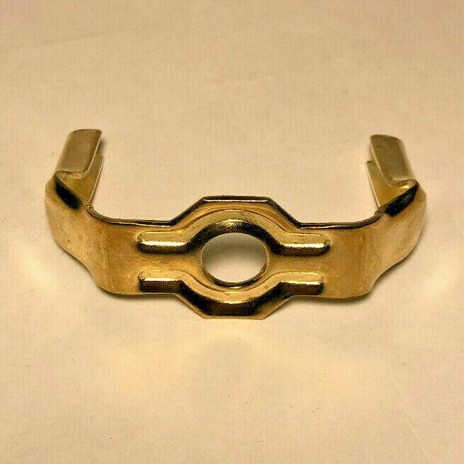 New Regular Weight Brass Plated Lamp Harp Base, Slips 1/8 IP (3/8") #HB736 - Stone Door Lamps