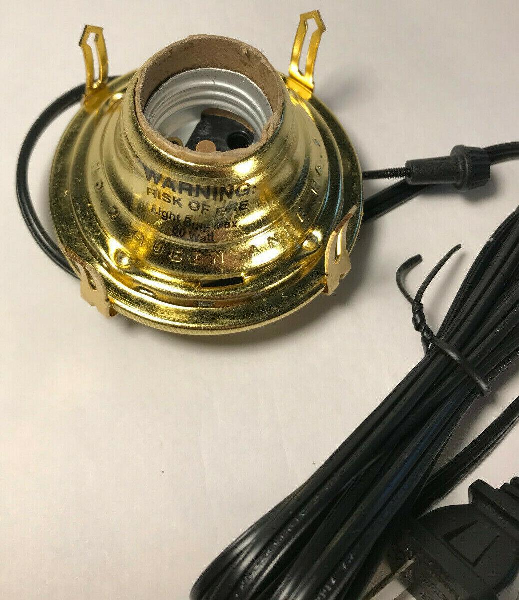 New Solid Brass #2 Queen Anne Electric Lamp Burner With 6 ft. Black Cord EB211BK - Stone Door Lamps