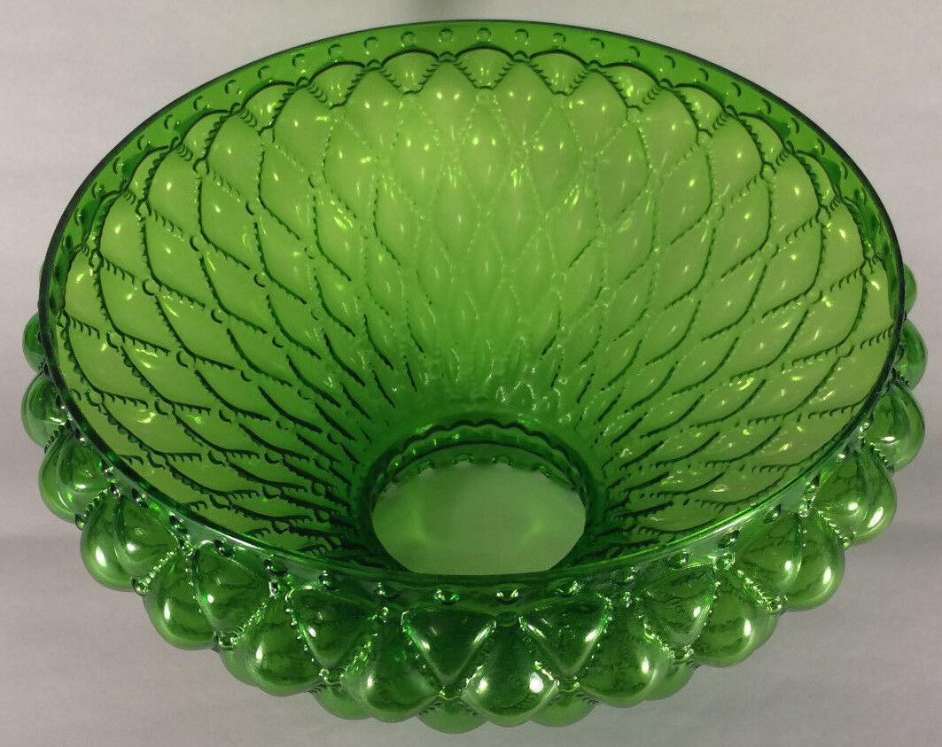 10" Green Oil Kerosene Glass Diamond Quilted Student Lamp Shade fits Aladdin 405 - Stone Door Lamps
