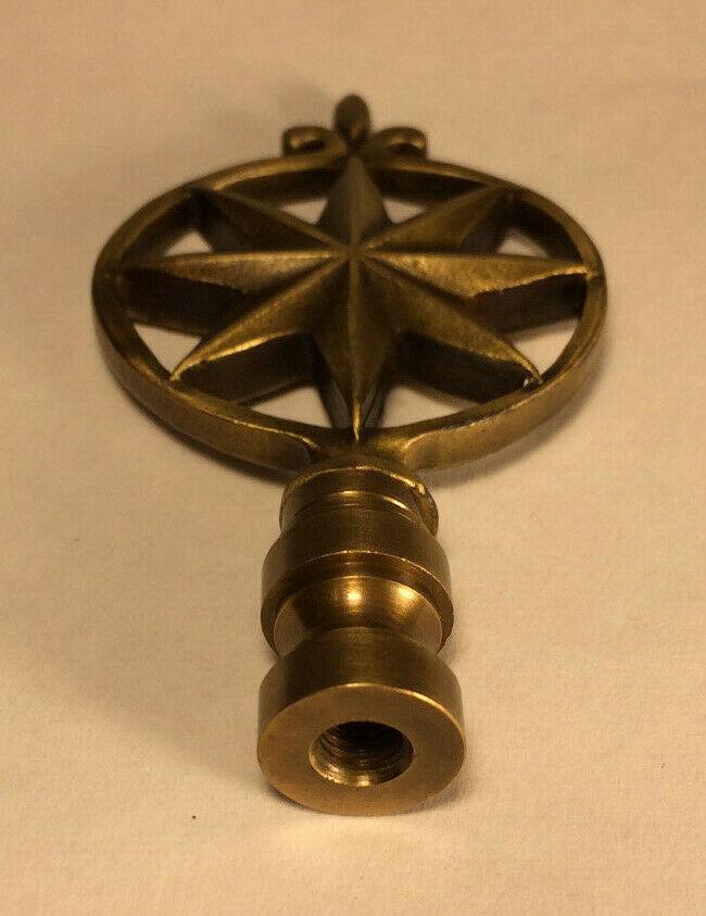New 3 1/8" Cast Metal Lamp Harp Finial With Antique Finish, 1/4 - 27F Tap LF026A - Stone Door Lamps