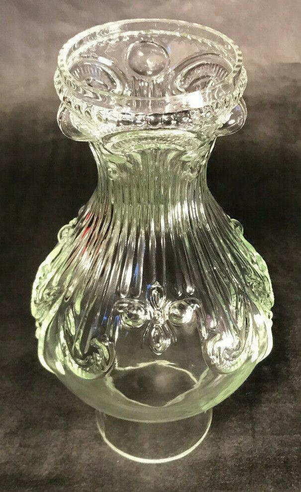 New 2 1/2" x 8 1/4" Clear Embossed Glass Princess Feather Lamp Chimney #CH007 - Stone Door Lamps