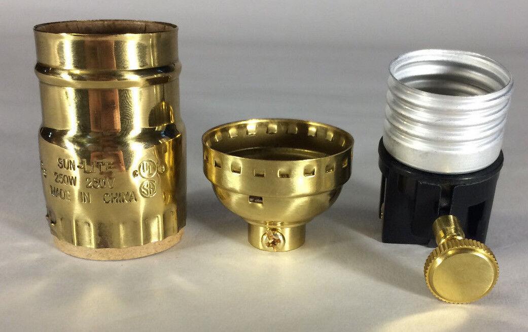 3 - Way Function Polished Solid Brass Industrial Style Turn Knob Lamp Socket SO273 - Stone Door Lamps