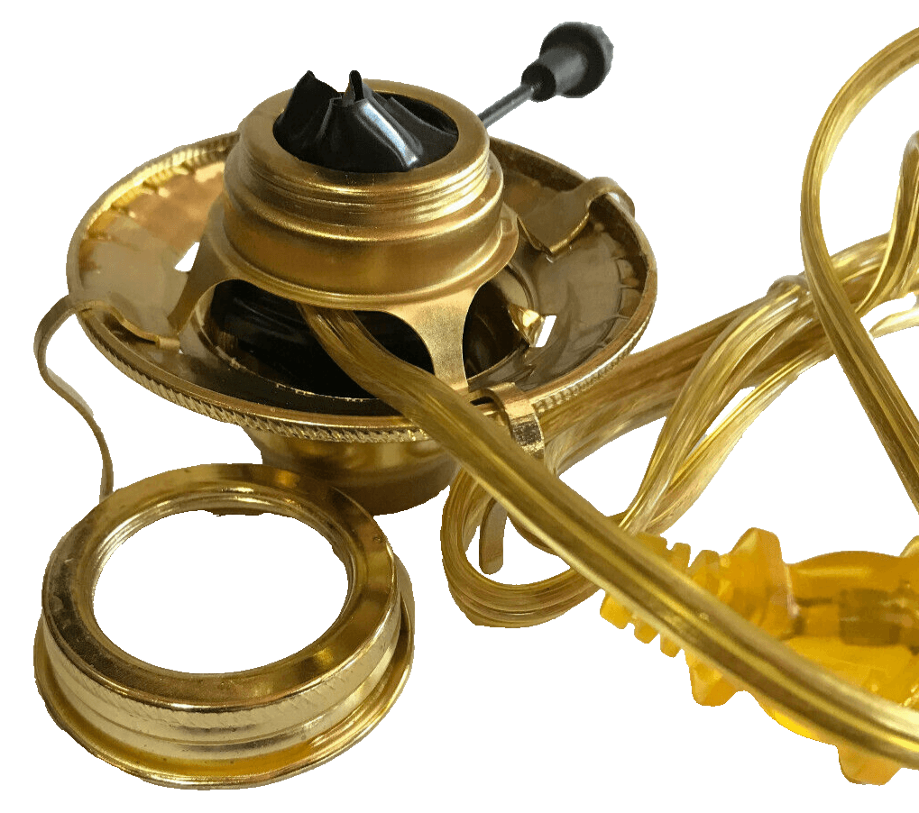 New Brass Plated #2 Electric Lamp Burner With 6 ft. Gold Cord #EB206 - Stone Door Lamps