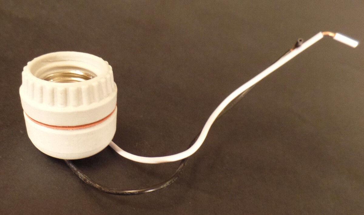 2 Piece Ring Type Medium Base Porcelain Socket Receptacle w/ 8" Lead Wires #118I - Stone Door Lamps
