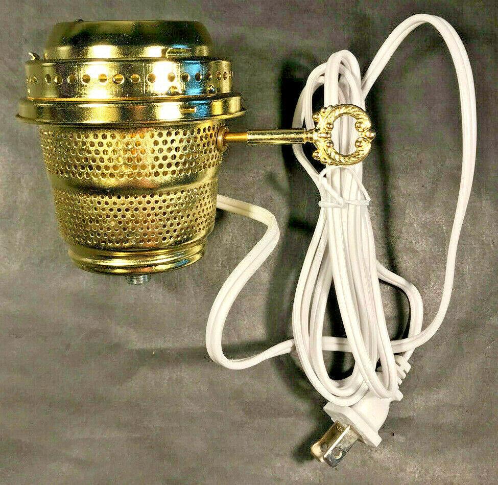 New Brass Electric Burner With 6ft. White Cord for Aladdin Brand Lamps #EB242 - Stone Door Lamps
