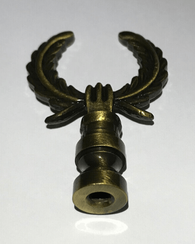 New 2 5/8" Solid Brass Lamp Finial, Antique Brass Finish, 1/4 - 27F #BF185A - Stone Door Lamps