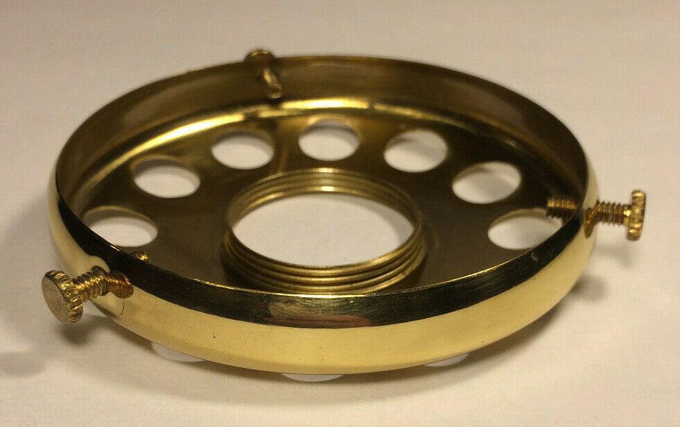New 3 1/4" Fitter Solid Brass Screw On Uno Shade Holder, Polished & Lacq. #SH727 - Stone Door Lamps