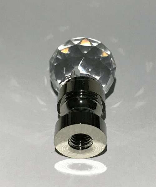 New 1 9/16" Lead Crystal Lamp Finial With Nickel Finish Base, 1/4 - 27F, #CF142N - Stone Door Lamps