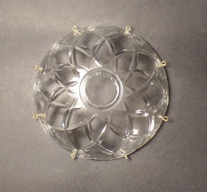 NEW 5" Pressed Glass Round Lamp Prism Chandelier Bobeche w/ 8 Brass Pins #BB926 - Stone Door Lamps