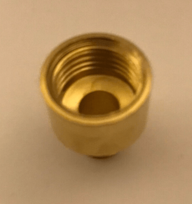 New Straight Nozzle Adapter Lamp Part , Unfinished Turned Brass, Tap 1/4F x 1/8M - Stone Door Lamps