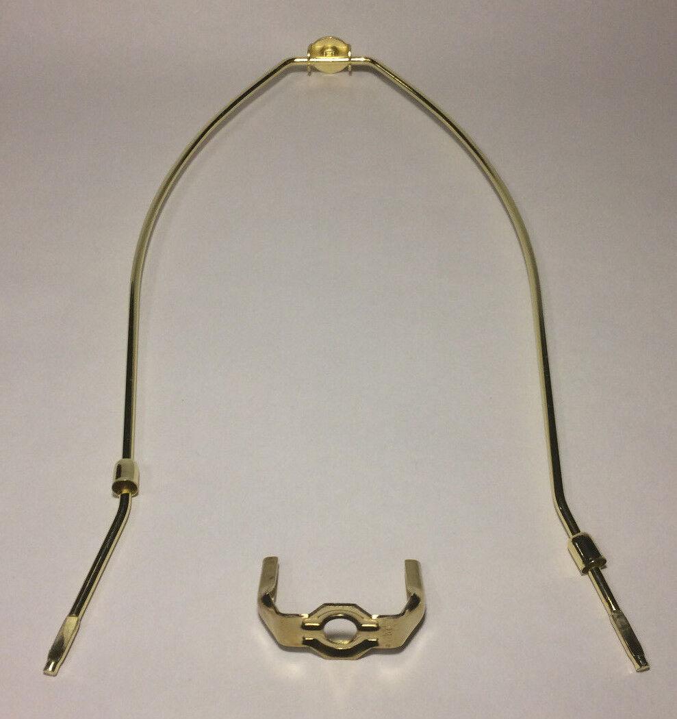 New 12" Brass Lamp HARP Shade Holder w/Base for Lamp Repair, Regular weight - Stone Door Lamps