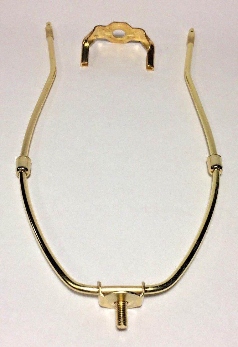 10 1/2" Brass Plated Lamp Harp with Base & Protective Coating, regular weight - Stone Door Lamps