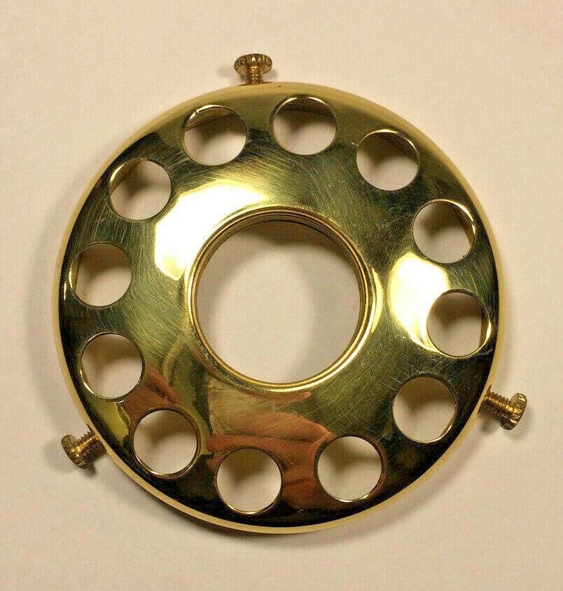 New 3 1/4" Fitter Solid Brass Screw On Uno Shade Holder, Polished & Lacq. #SH727 - Stone Door Lamps