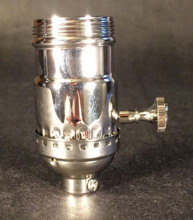 3 - way Uno Thread Brass Early Electric Industrial Style Lamp Socket Nickel finish - Stone Door Lamps