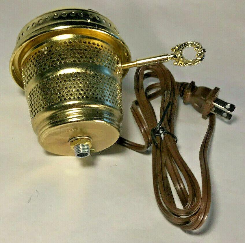 New Brass Electric Burner With 6ft. Brown Cord for Aladdin Brand Lamps #EB241 - Stone Door Lamps