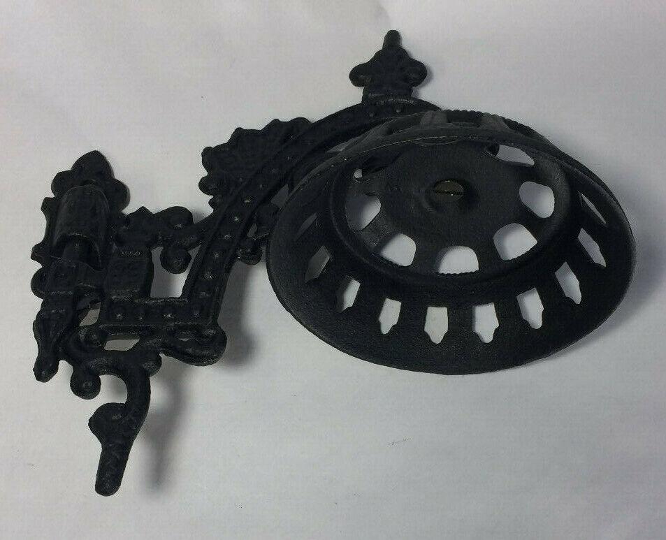 New 9" Cast Iron Wall Bracket For Oil Lamps, Early American / Victorian Style - Stone Door Lamps