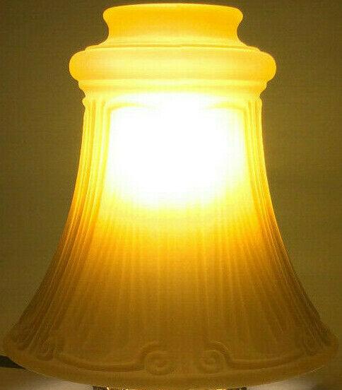 New Satin Amber Pan Light Fixture Shade, 2 1/4" Fitter, 5.5" Tall, USA, #PS601 - Stone Door Lamps