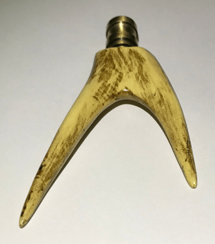 New 3 3/4" Antler Style Resin Lamp Finial, Antique Brass Base, 1/4 - 27F, #LF366 - Stone Door Lamps