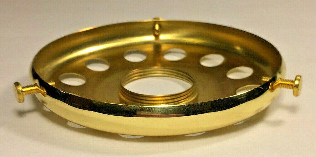 New 4" Fitter Solid Brass Screw On Uno Shade Holder, Polished & Lacquered #SH728 - Stone Door Lamps
