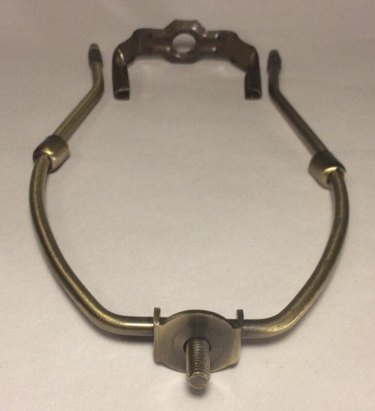 8" Antique Finish Heavy Brass Lamp HARP Shade Holder + Base for Lamp Repair - Stone Door Lamps