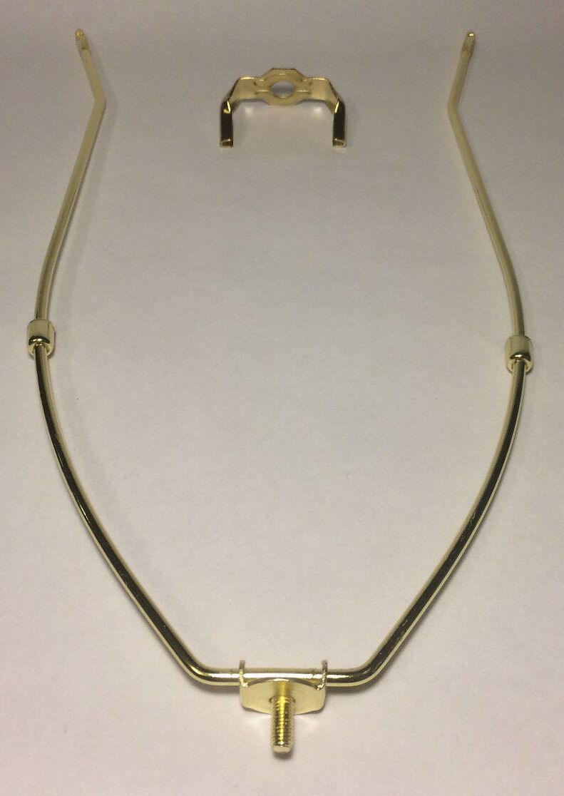 New 12" Brass Lamp HARP Shade Holder w/Base for Lamp Repair, Regular weight - Stone Door Lamps