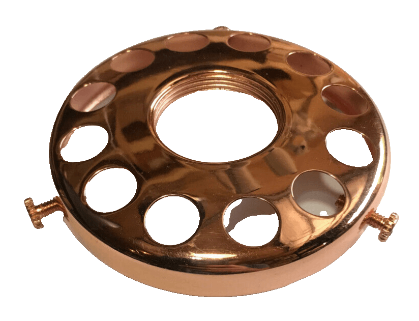 New 3 1/4" Fitter Screw On Uno Shade Holder, Polished Copper Finish #SH727C - Stone Door Lamps