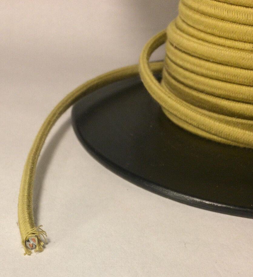 Mustard Gold Cotton Parallel 2 Wire Antique Style Cloth Lamp Cord 6 ft. minimum - Stone Door Lamps