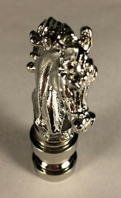 New 2 1/4" Knight Horse Cast Metal Lamp Harp Finial, Nickel Finish #LF122N - Stone Door Lamps