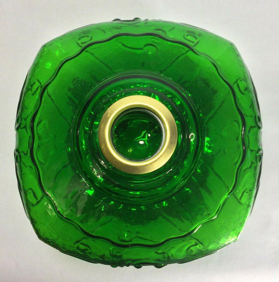 New 9 1/2" Princess Feather Dark Green Glass Oil Lamp Font, Victorian Era #PF508 - Stone Door Lamps